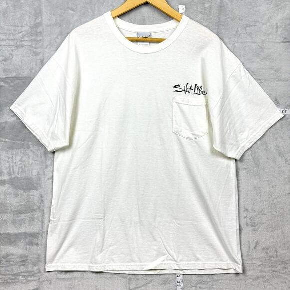 Salt Life “Shut Up N Reel” Graphic Pocket T-Shirt Men’s XL White Fishing Tee Y2K - Picture 2 of 10